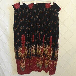 COLLECTIONS ETC SKIRT LONG PULL ON STRETCH FLOWY CRINKLE FLORAL-WOMENS SIZE XXL